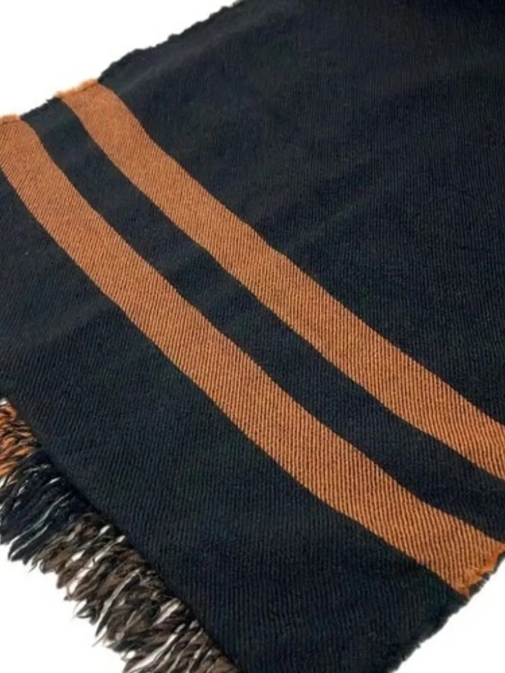GUCCI Black Brown Dark Brown Wool Scarf